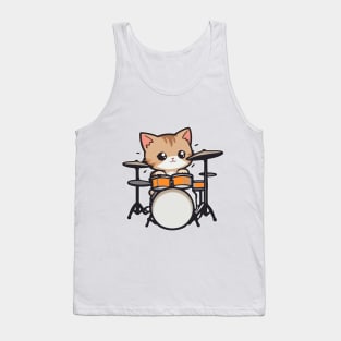 Cute Kitten Drummer for Feline Music Lovers Tank Top